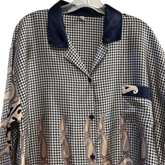 Crystal XL Silk Paisley Button-Up Shirt Multicolor Vintage - Picture 5 of 11